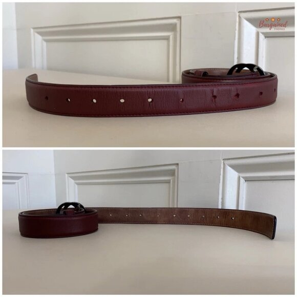 Authentic Gucci Dark Maroon Calfskin Leather Interlocking G Buckle Belt 85/34 main image 4